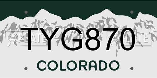 TYG870 Colorado License Plate