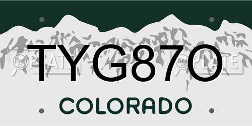 TYG87O Colorado License Plate