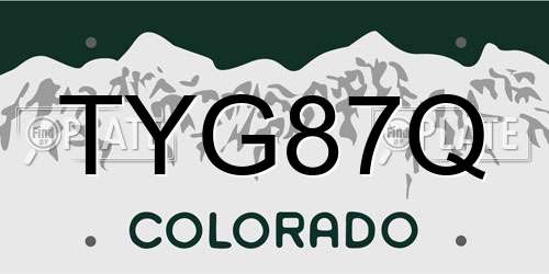 TYG87Q Colorado License Plate