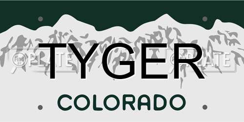 TYGER Colorado License Plate
