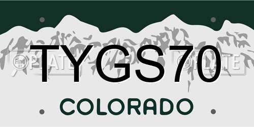 TYGS70 Colorado License Plate