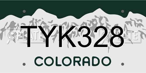 TYK328 Colorado License Plate