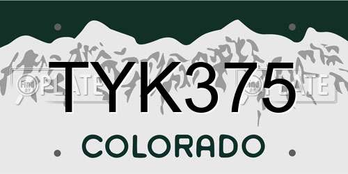 TYK375 Colorado License Plate