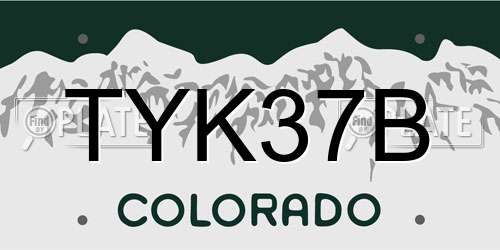 TYK37B Colorado License Plate