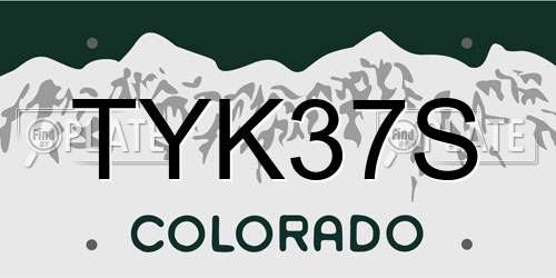 TYK37S Colorado License Plate