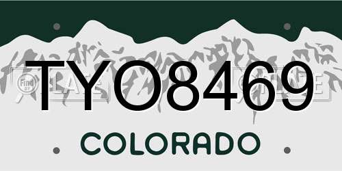 TYO8469 Colorado License Plate