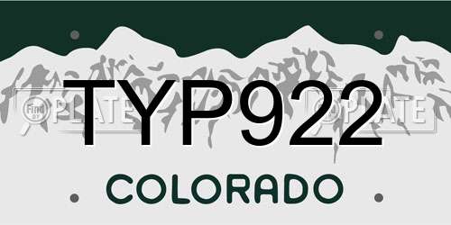 TYP922 Colorado License Plate