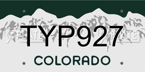 TYP927 Colorado License Plate