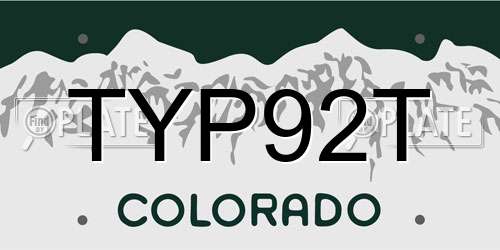 TYP92T Colorado License Plate