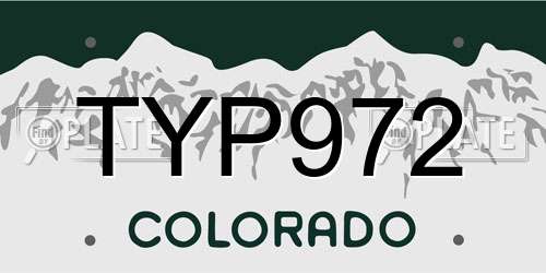 TYP972 Colorado License Plate
