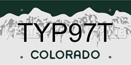 TYP97T Colorado License Plate