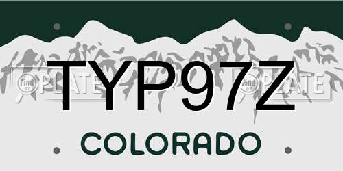 TYP97Z Colorado License Plate
