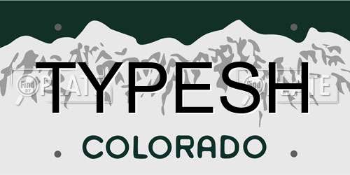TYPESH Colorado License Plate