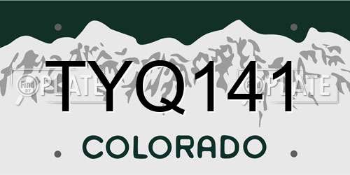 TYQ141 Colorado License Plate