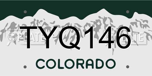 TYQ146 Colorado License Plate