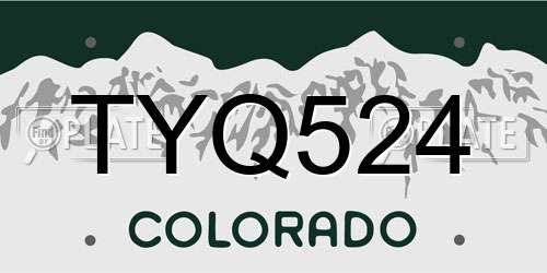 TYQ524 Colorado License Plate