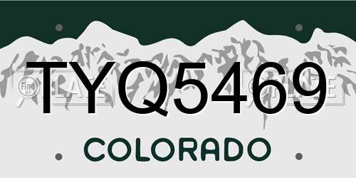 TYQ5469 Colorado License Plate