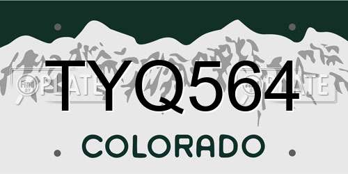 TYQ564 Colorado License Plate