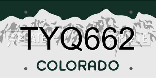 TYQ662 Colorado License Plate