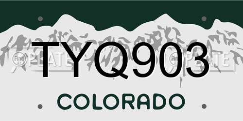 TYQ903 Colorado License Plate