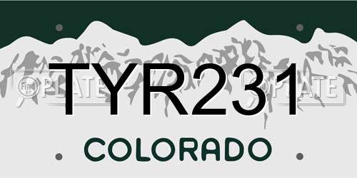 TYR231 Colorado License Plate