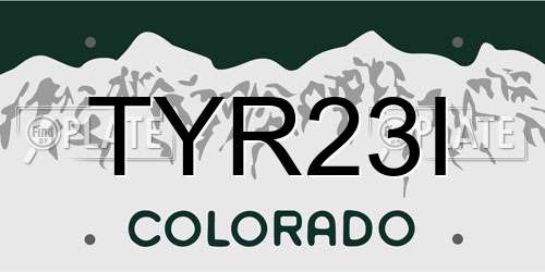 TYR23I Colorado License Plate