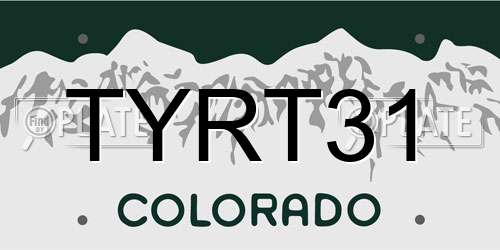 TYRT31 Colorado License Plate