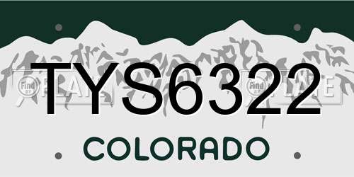 TYS6322 Colorado License Plate
