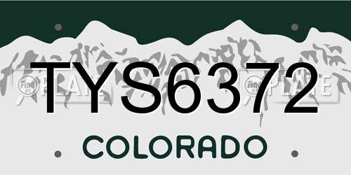 TYS6372 Colorado License Plate