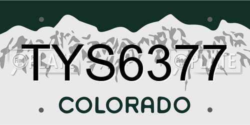 TYS6377 Colorado License Plate