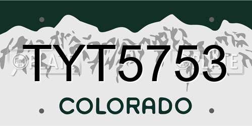 TYT5753 Colorado License Plate
