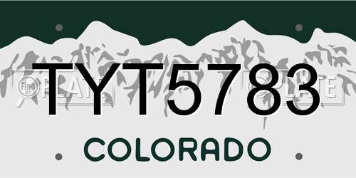 TYT5783 Colorado License Plate