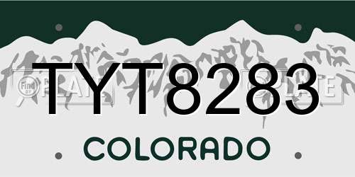 TYT8283 Colorado License Plate