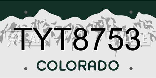 TYT8753 Colorado License Plate