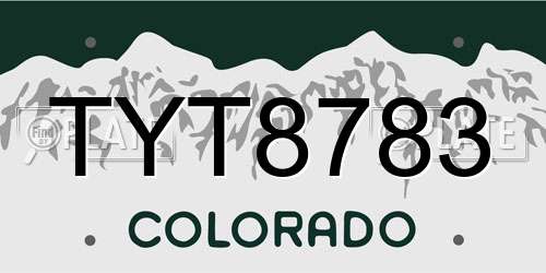 TYT8783 Colorado License Plate