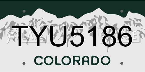 TYU5186 Colorado License Plate