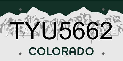 TYU5662 Colorado License Plate