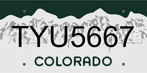 TYU5667 Colorado License Plate
