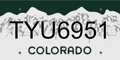 TYU6951 Colorado License Plate