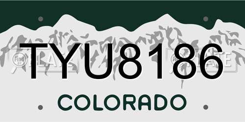 TYU8186 Colorado License Plate