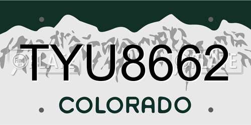 TYU8662 Colorado License Plate