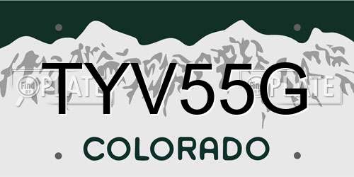 TYV55G Colorado License Plate