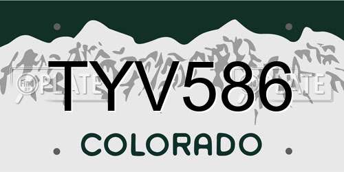 TYV586 Colorado License Plate