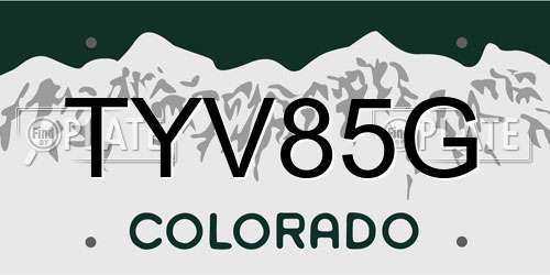 TYV85G Colorado License Plate