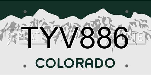 TYV886 Colorado License Plate