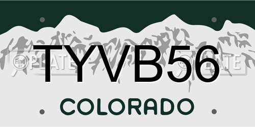 TYVB56 Colorado License Plate