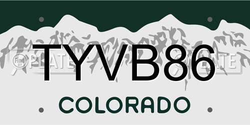 TYVB86 Colorado License Plate