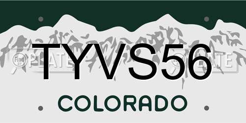 TYVS56 Colorado License Plate