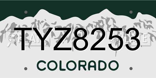 TYZ8253 Colorado License Plate