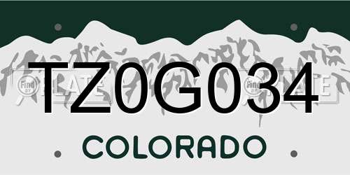 TZ0G034 Colorado License Plate